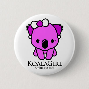 Badge Rond 5 Cm Koala Girl