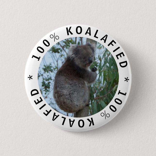 Badge Rond 5 Cm Koala Koalafied qualifié mignon drôle (Devant)
