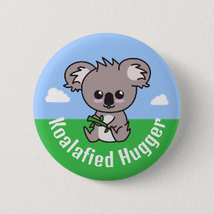 Badge Rond 5 Cm "Koalafied Hugger" adorable bébé koala