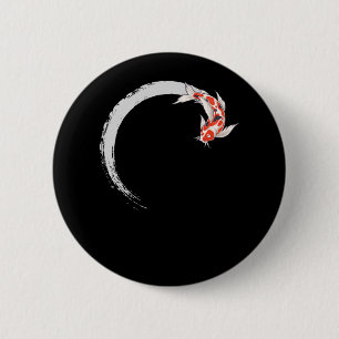 Badge Rond 5 Cm Koi Japonais Enso Poisson Carpe Cercle