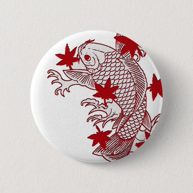 Badge Rond 5 Cm Koi rouge et blanc (Devant)