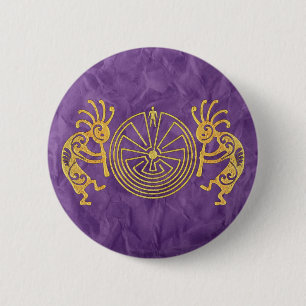 Badge Rond 5 Cm KOKOPELLI / L'HOMME DANS LE MAZE or + vos idées