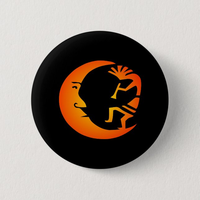 Badge Rond 5 Cm Kokopelli Lune-Noir (Devant)