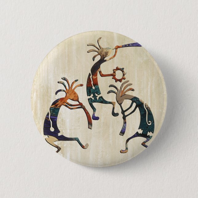 Badge Rond 5 Cm KOKOPELLI musician trio + your ideas (Devant)
