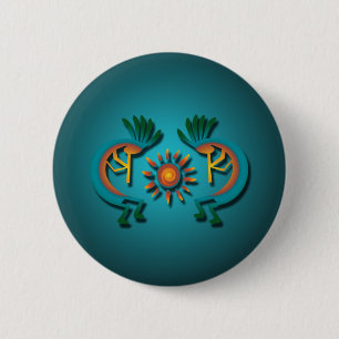 Badge Rond 5 Cm Kokopelli with Sun Button