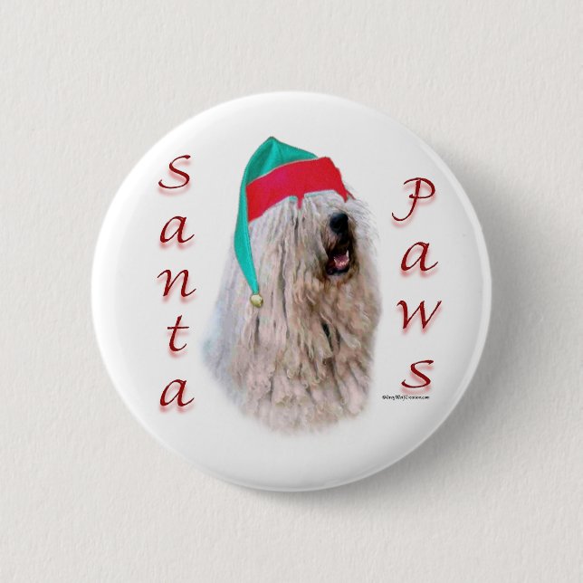Badge Rond 5 Cm Komondor Père Noël Paws (Devant)