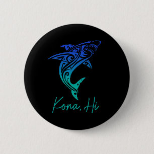 Badge Rond 5 Cm Kona Hawaï Requin Plongée Pêche Surf Surfeur Hawaï