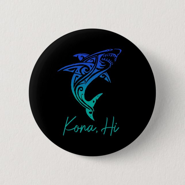 Badge Rond 5 Cm Kona Hawaii plongée requin pêche surfant surfeur H (Devant)