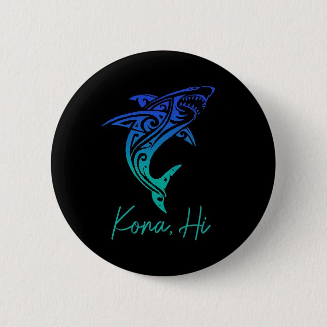 Badge Rond 5 Cm Kona Hawaii Shark Diving Fishing Surfing Surfer Ha (Devant)