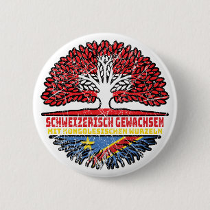 Badge Rond 5 Cm Kongo Kongolesisch Schweizer Baum Wurzel