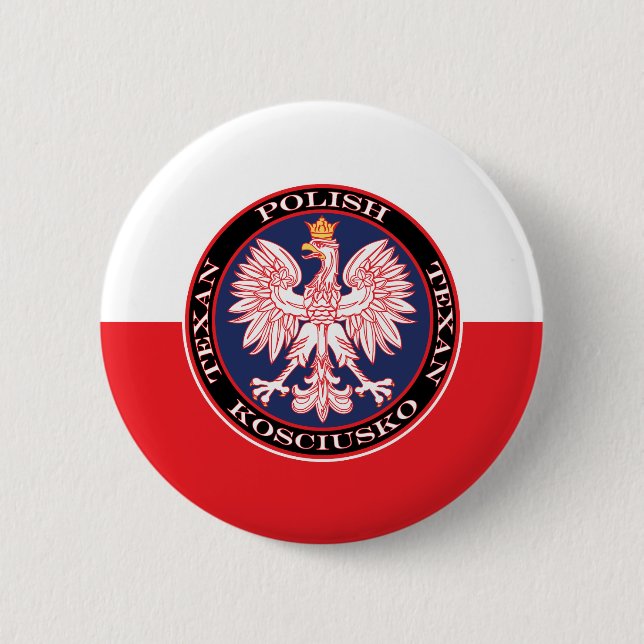 Badge Rond 5 Cm Kosciusko Round polonais Texan (Devant)