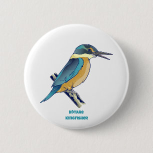 Badge Rond 5 Cm Kotare Kingfisher NZ BIRD