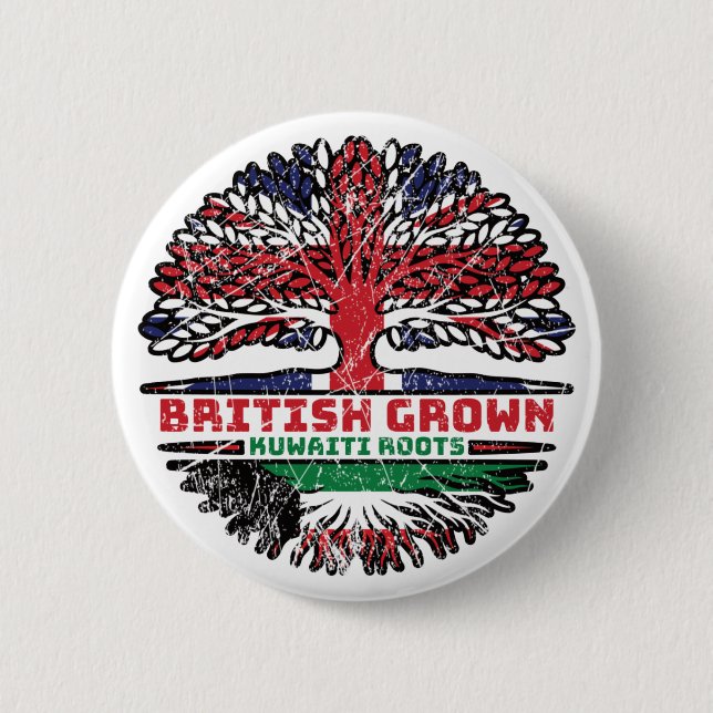 Badge Rond 5 Cm Koweït Koweïti Uk United Kingdom British Tree (Devant)