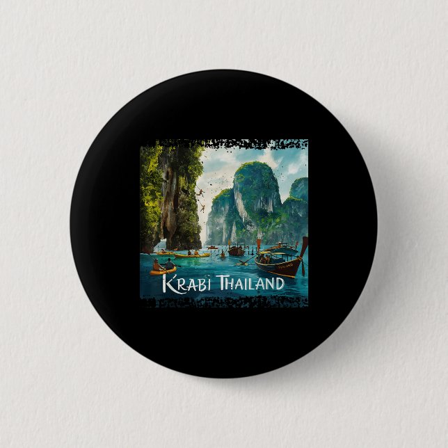 Badge Rond 5 Cm Krabi Thaïlande _1  (Devant)