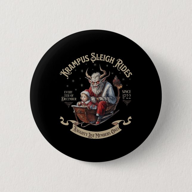 Badge Rond 5 Cm Krampus Sleigh Rides (Devant)