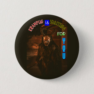 Badge Rond 5 Cm Krampus Vous Attend Décembre Krampusnacht