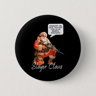 Badge Rond 5 Cm Kris Kringle Fête de Noël Chasse Xmas Père Noël Ca