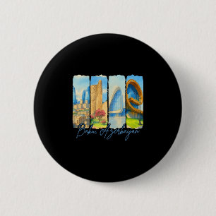 Badge Rond 5 Cm Ku Azerijan Voyage Voyage Coup de pinceau Souvenir