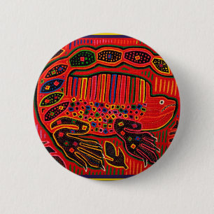 Badge Rond 5 Cm Kuna Iguana Mola