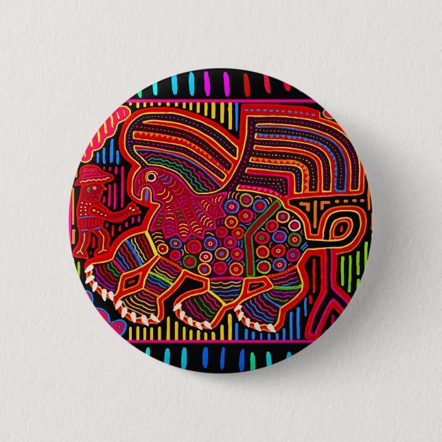 Badge Rond 5 Cm Kuna Indian Friendly Dragon (Devant)