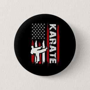 Badge Rond 5 Cm Kung Fu Karaté Drapeau Usa Ceinture Noire Arts Mar
