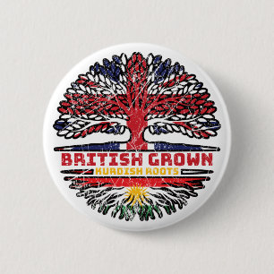 Badge Rond 5 Cm Kurdistan Kurdistan Royaume-Uni British Tree