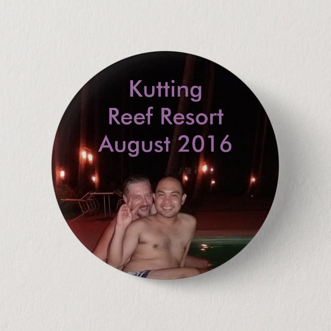 Badge Rond 5 Cm Kutting récif station de vacances en août 2016 (Devant)