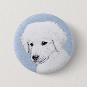 Badge Rond 5 Cm Kuvasz Peinture - Cute Original Chien Art