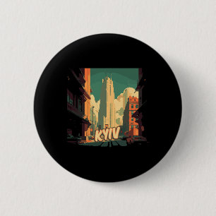 Badge Rond 5 Cm Kyiv Rétro Ukraine Vintage Voyage Kyivan