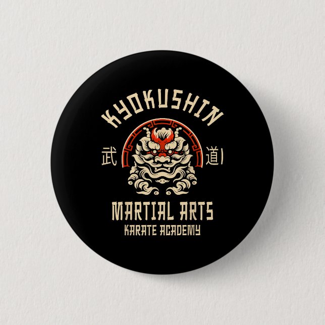Badge Rond 5 Cm Kyokushin Karate Japanese Martial Arts  (Devant)