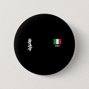 Badge Rond 5 Cm Kyokushinkai Karaté Italie Dojo Formation Drapeau
