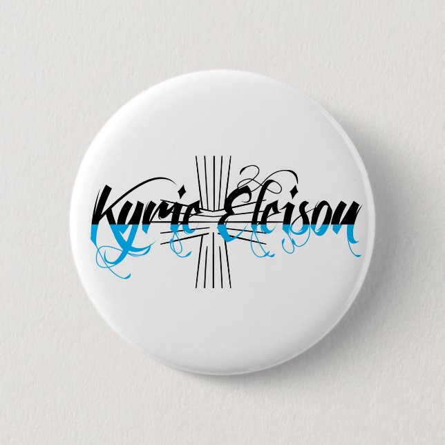 Badge Rond 5 Cm Kyrie Eleison Expression religieuse Texte stylisé (Devant)