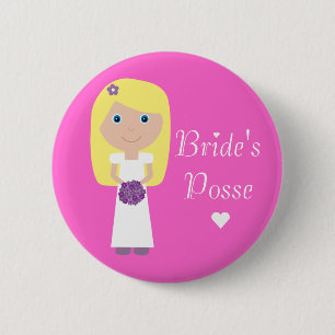 Badge Rond 5 Cm La bande Bachelorette de la jeune mariée blonde