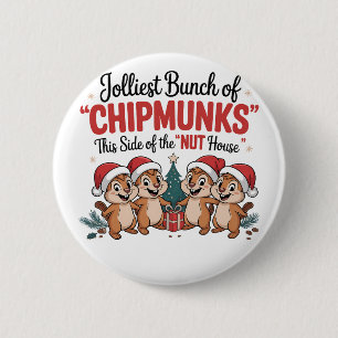 Badge Rond 5 Cm La bande de tamias la plus joyeuse Noël Rongeurs d