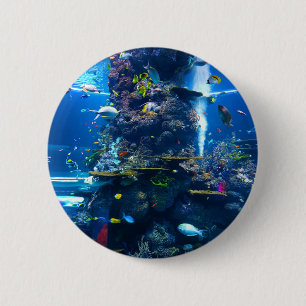 Badge Rond 5 Cm La barrière de corail vivante avec le poisson