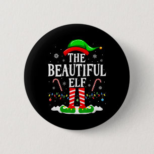Badge Rond 5 Cm La belle elfe amusante famille de jumelage de Noël
