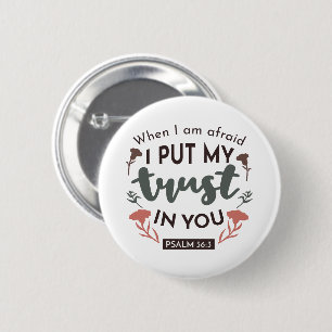 Badge Rond 5 Cm La Bible Florale Verse Art 'Je mets ma confiance e