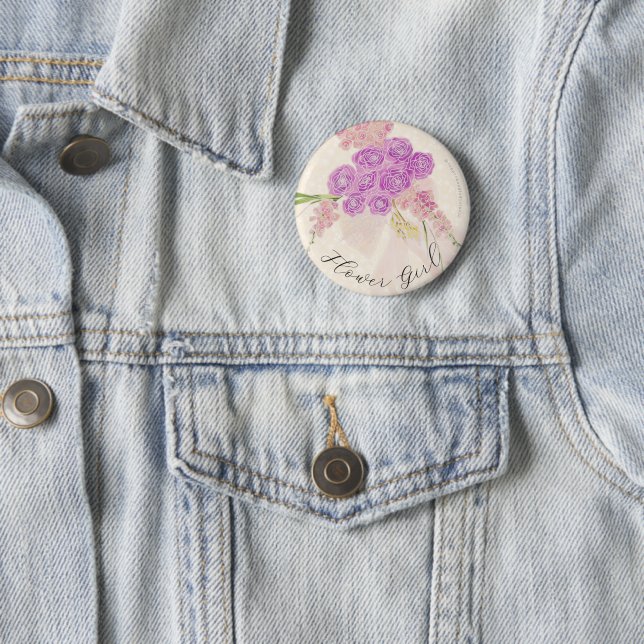 Badge Rond 5 Cm La Boca Golden bow Bouquet fleuriste  (En situation)