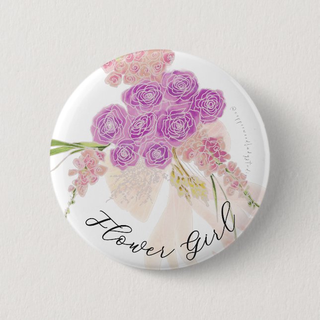 Badge Rond 5 Cm La Boca Rosa noeud papillon Bouquet petite fille  (Devant)