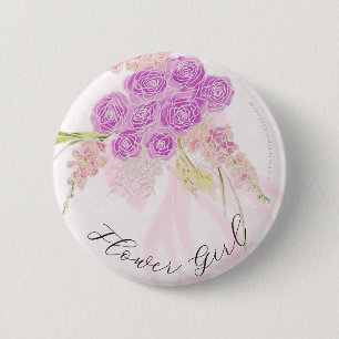 Badge Rond 5 Cm La Boca Vendretti Bouquet de ruban rose pour fille
