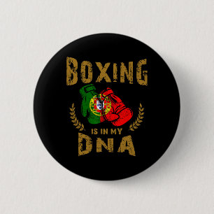 Badge Rond 5 Cm La boxe est dans mon D-n-a Portugal Drapeau Gants
