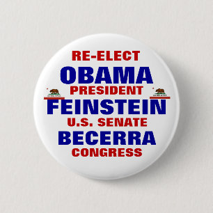 Badge Rond 5 Cm La Californie pour Obama Feinstein Becerra