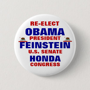 Badge Rond 5 Cm La Californie pour Obama Feinstein Honda