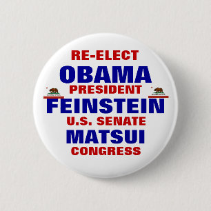 Badge Rond 5 Cm La Californie pour Obama Feinstein Matsui