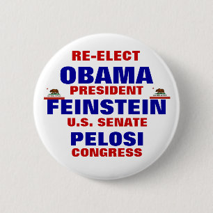 Badge Rond 5 Cm La Californie pour Obama Feinstein Pelosi