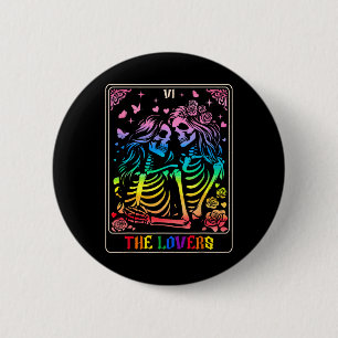 Badge Rond 5 Cm La carte Tarot Lovers Goth Kissing Lesbian Skeleto