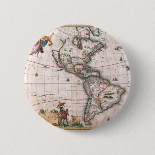 Badge Rond 5 Cm La carte Visscher du Nouveau Monde