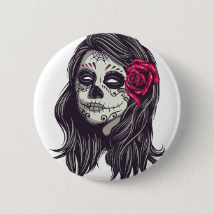 Badge Rond 5 Cm La Catrina - Dia De Los Muertos