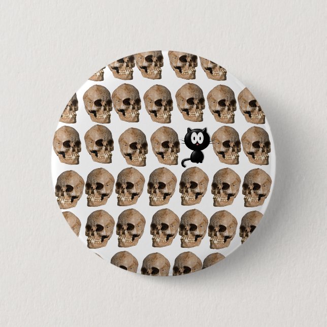 Badge Rond 5 Cm La Chatte au milieu des crânes (Devant)