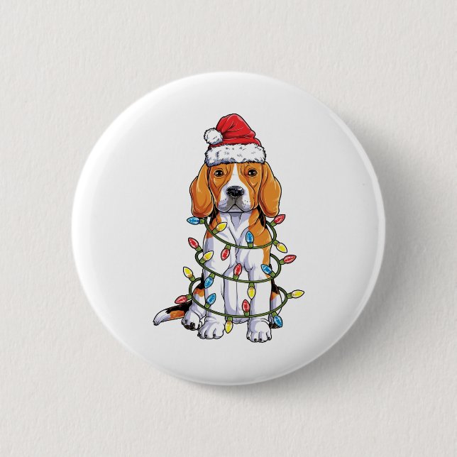 Badge Rond 5 Cm La chemise de Beagle Christma Santa Hat Xmas tree  (Devant)